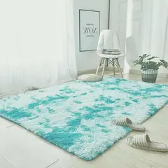 BJ HOGAR - Alfombra Peluda Super Suave 120cmX160cm Turquesa Jaspeado