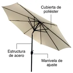 NOVAHUS - Sombrilla Quitasol Con Iluminación Solar Beige