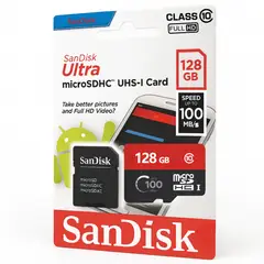 SANDISK - Memoria Micro SD 128 GB 100Mbps Clase 10 Deluxe