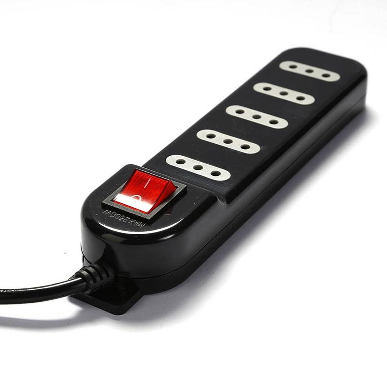 Alargador Electrico 5 Mts 5 Pos Negro Switch
