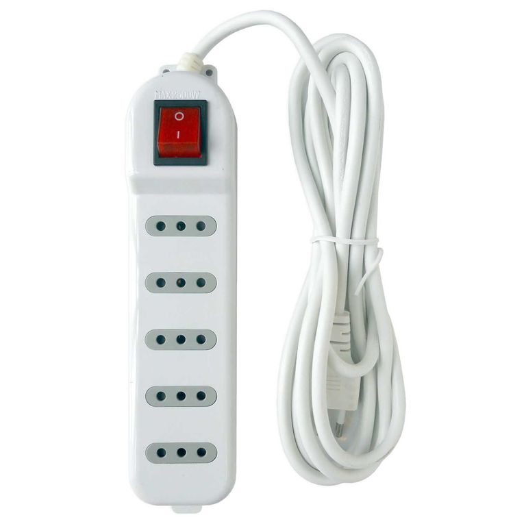 Alargador Electrico 5 Mts 5 Pos Blanco Switch