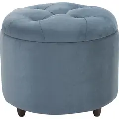 GENERICO - Pouf Baúl Zoe Azul Petroleó Felpa Grabada 60x60x50 cm Máxima Design