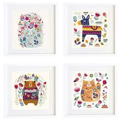 PAPEL ILUSTRADO - Set 4 Cuadros Mexicanitos 30X30 Cm