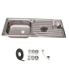 TAUMM - Lavaplatos Empotrado Simple Täumm 100x44 cm Secador Derecho- Plata
