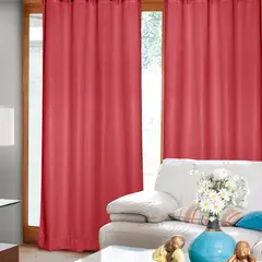 MASEL - Set 2 Cortinas Sun Screen Embosed Rojo 140X225 Cm