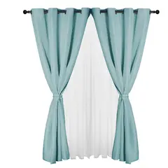 MASEL - Set Cortina Yasmin 8 Pzas 140 X 225 tela Turquesa