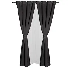 MASEL - Set Cortinas Barbara 8 Piezas Negro 140X225