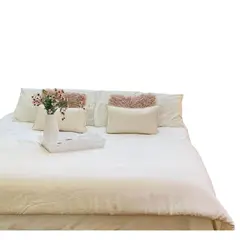 ANTONIA PAZ - Set Piecera Lino Blanco Hueso 90 X 240 2 Cojine 50 X 30