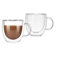 SOHOGAR - Set 2 mugs vidrio doble pared 250 ml