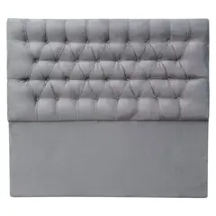 ESPACIO HOGAR - Respaldo Capitone Felpa Gris Plata Super King