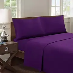 GENERICO - Juego de Sábanas 2 Plazas Unicolor Polialgodón - Morado