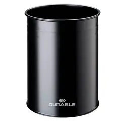 DURABLE - Papelero Metalico Redondo 15L Negro