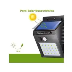 IRM - Foco Luz Solar 30 Led Sensor Movimiento Impermeable Exterior
