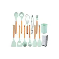 CRUSEC - Set 11 Utensilios De Cocina Antiadherentes De Silicona - Verde