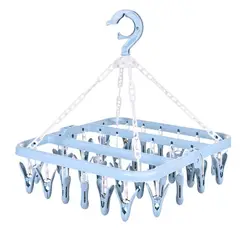 CRUSEC - Colgador De Calcetín Ropa Interior De 32 Clips Azul