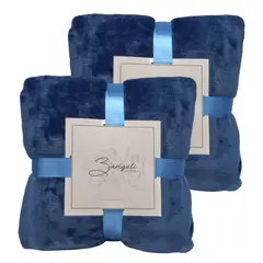 3ANGELI - Frazada Polar Térmica 2 Plazas Pack 2 Unida