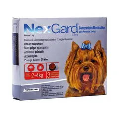 NEXGARD - Antiparasitario 2 a 4 Kg Para Perro, 3 Comp.