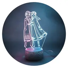 3DILUTION - Lámpara 3D Princesa Elsa Y Ana De Frozen Base Dual