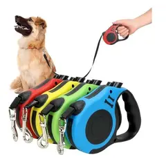 GENERICO - Correa Retractil Extensible Perro Mascota Color Rojo 3 Mts
