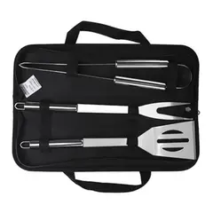 GENERICO - Set 3 Utensilios Kit Parrillero Para Asados Portátil Cocina
