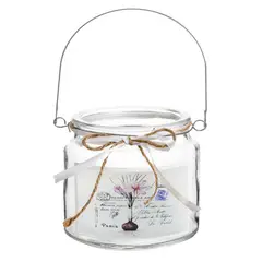 HOME ESSENTIALS - Porta velas de vidrio diseño primavera ajo 10 cm