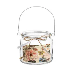HOME ESSENTIALS - Porta velas de vidrio diseño rosas 10 cm