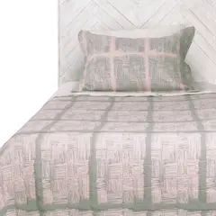 NINA HERRERA - Cubrecama Jacquard Grafito Rosa 1,5 Plaza