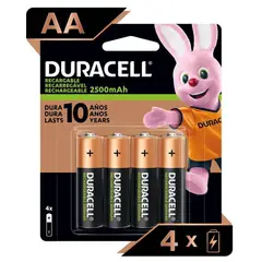 DURACELL - Pack 4 Pilas AA Recargables 2500mAh