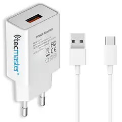 TECMASTER - Cargador USB-C Carga Rápida Inteligente 3A 18W con CERT SEC