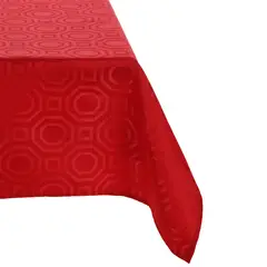SUEÑO BLANCO - MANTEL JACKARD RECTANGULAR GEOMETRICO ROJO