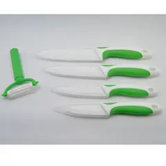 GENERICO - Set 5 Piezas Cuchillos Ceramica + Pelador Verde