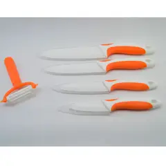 GENERICO - Set 5 Piezas Cuchillos Ceramica + Pelador Naranja
