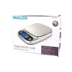 PHILCO - Pesa Balanza Digital De Cocina 10Kg Metalico KS491