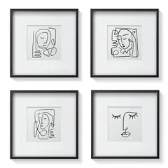 PAPEL ILUSTRADO - Set 4 Cuadros Retratos Minimalistas 30X30