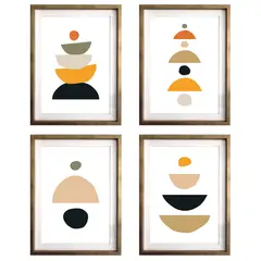 PAPEL ILUSTRADO - Set 3 Cuadros SCL/BCN 40x50 Marco Dorado