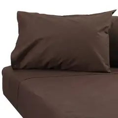 SUEÑO BLANCO - JUEGO DE SABANAS LISO 2 PLAZA CAFE