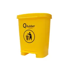QRUBBER - Basurero Contenedor Basura 30lts. amarillo con pedal
