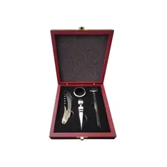 IMPORTCLICK - Set de Vino 4 Accesorios En Caja De Madera