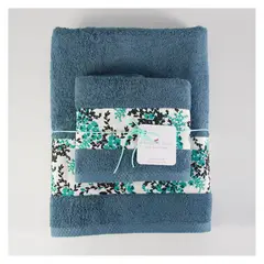 COCHO COCHO - Set 2 Toallas 100% Algodón 550 grs Hojas Calipso y Negro