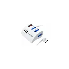 PHILCO - Alargador Zapatilla Con Switch 3 Usb 1,5M Blanco