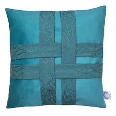 ELIZABETH PEPER - FUNDA COJIN DECORATIVO DISEÑO CINTAS TURQUESA 45X45.