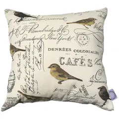 ELIZABETH PEPER - FUNDA COJIN DECORATIVO DISEÑO AVES CREMA Y CAFE 45X45.