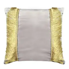 ELIZABETH PEPER - FUNDA COJIN DECORATIVO DISEÑO FESTIVO GRIS Y DORADO 45X45.