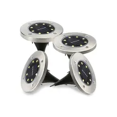 GENERICO - Pack 4 Foco Led Solar Estaca Jardín 8 Led.