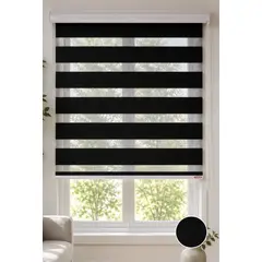 CLEMS - Cortina Roller Duo Zebra Día y Noche 180X240 Negro