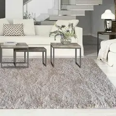 CLEMS CORTINAS - Alfombra Peluda Shaggy Beige 200x220 Clems