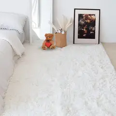 CLEMS CORTINAS - Alfombra Peluda Shaggy Crema 200x220