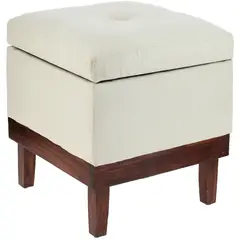 GENERICO - Pouf Baúl Emilia Blanco Felpa 45x45x46 cm Máxima Design