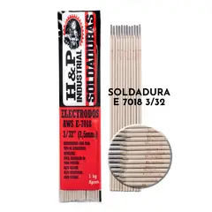 H AND P INDUSTRIAL SOLDADURAS - Electrodo Soldadura 7018 3/32" Bolsa 1 Kilo H&P