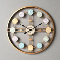BOHEMIK - Reloj Mural Dorado Con Números Multicolor